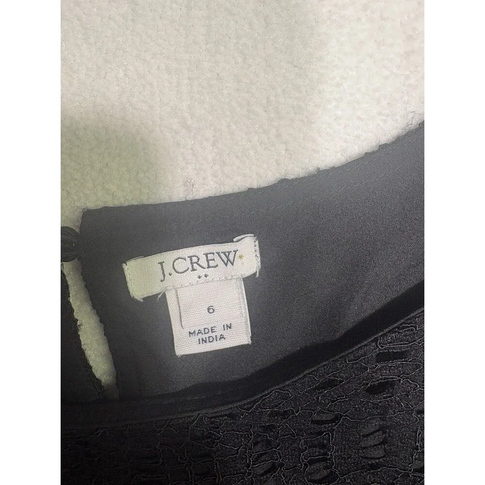 J Crew Casual Short Sleeve Scoop Neck Blouse Womens Size 7 Black Lace Viscose